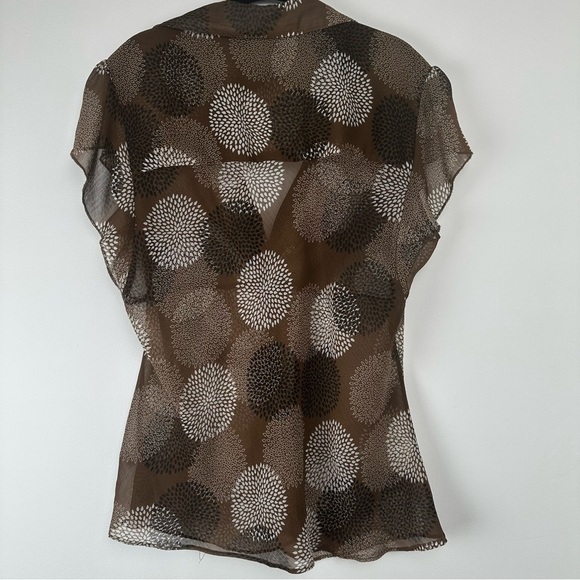 Dress Barn Women’s Sheer Top Size XL Brown Sheer Y2K Babydoll Flutter Sleeve - Picture 2 of 9